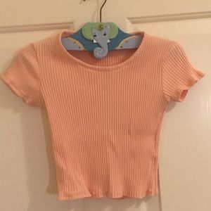 Blush Pink knit crop top short sleeve like new